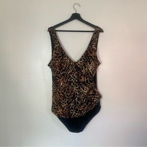 Avenue Black and Brown One Piece Swimsuit